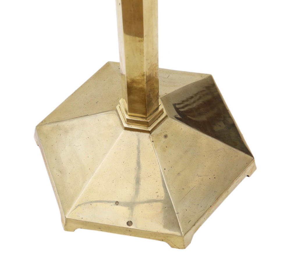 Polished brass floor standing ecclesiastical church candlestick View VI