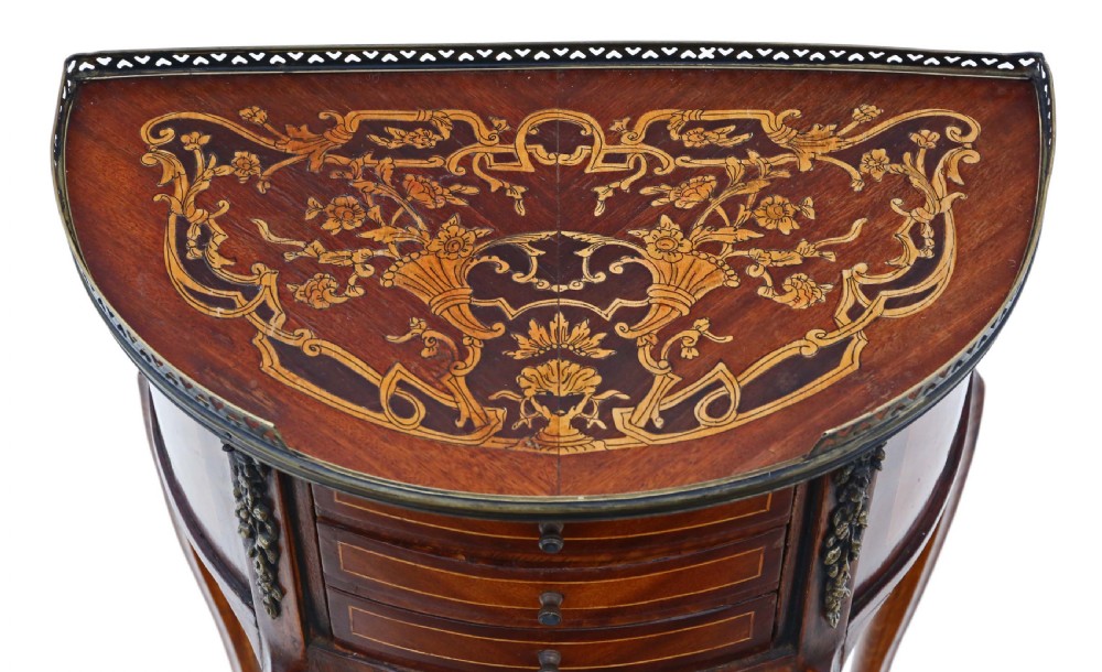 Pair of French inlaid marquetry bedside tables View V
