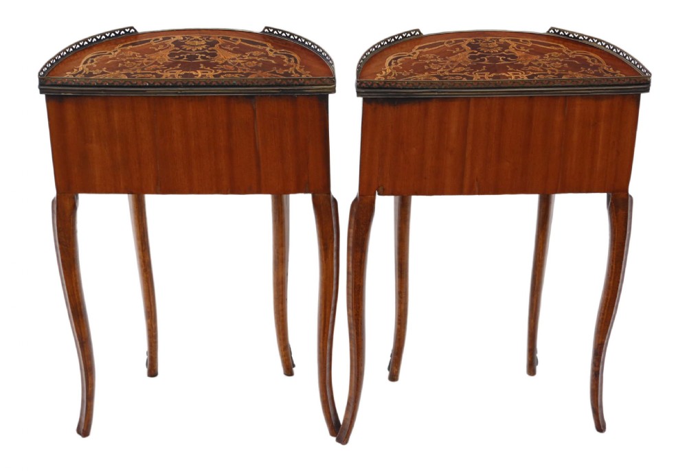 Pair of French inlaid marquetry bedside tables View VIII