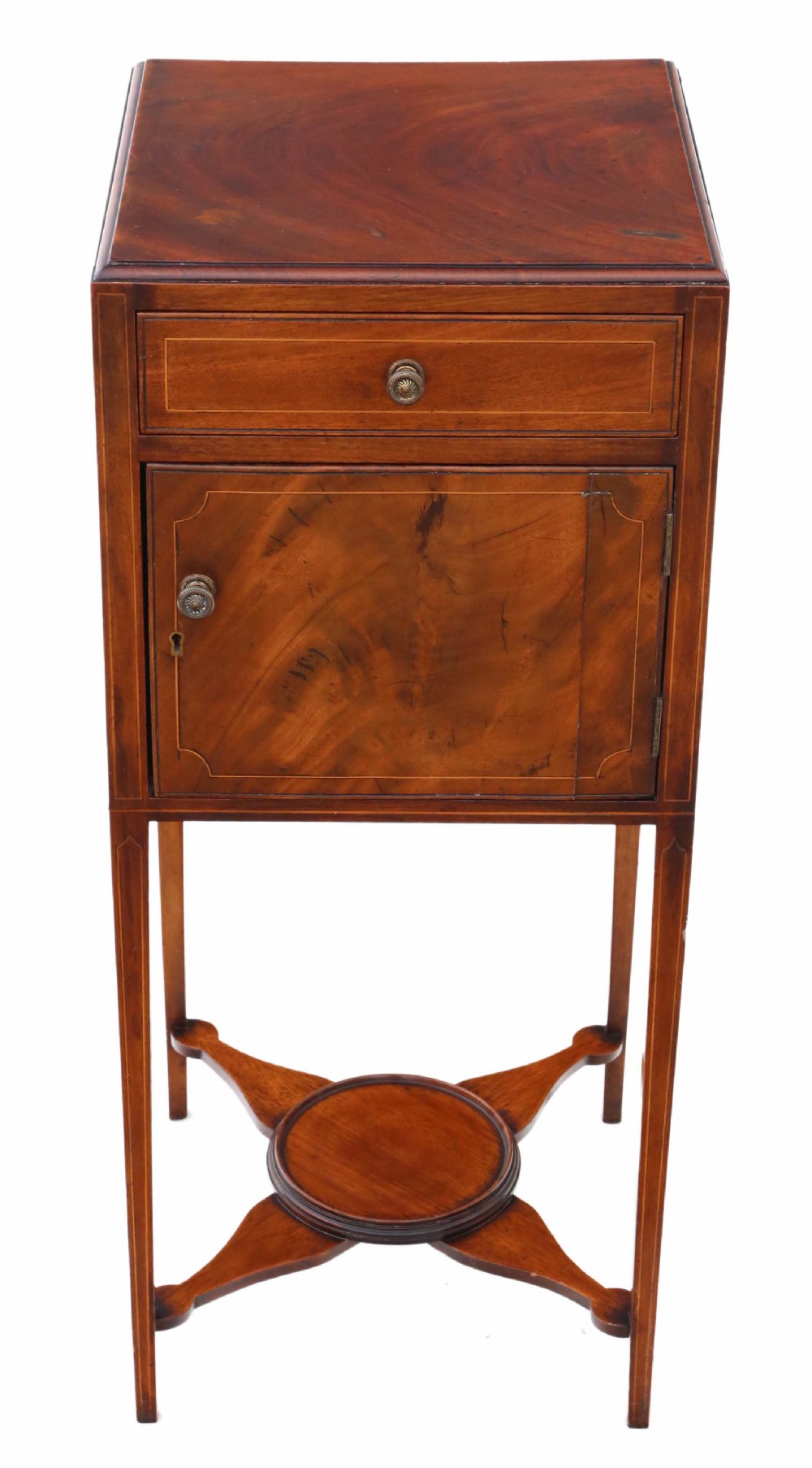 Georgian inlaid mahogany bedside table