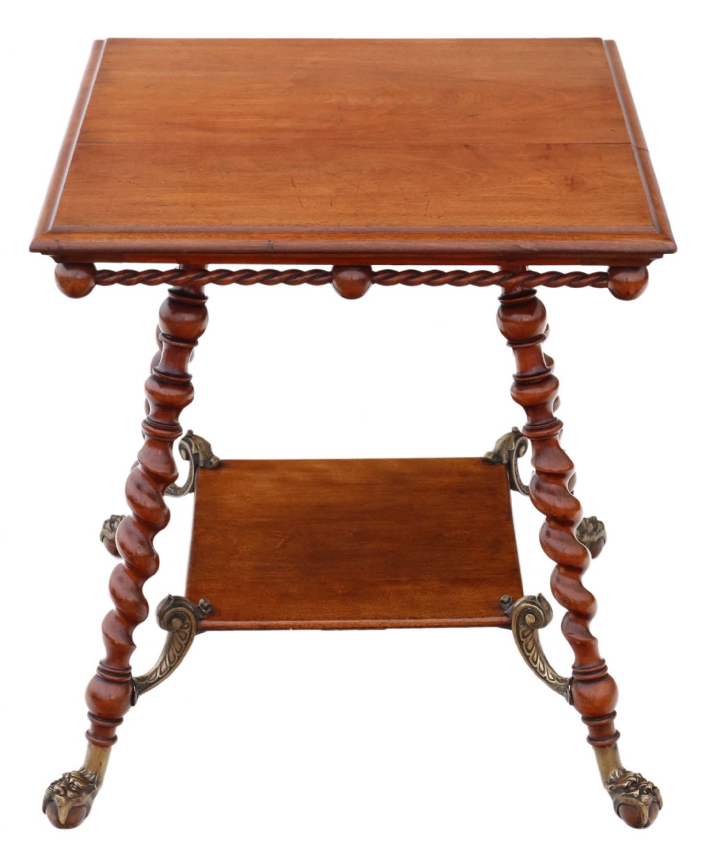 Victorian red walnut and brass centre table