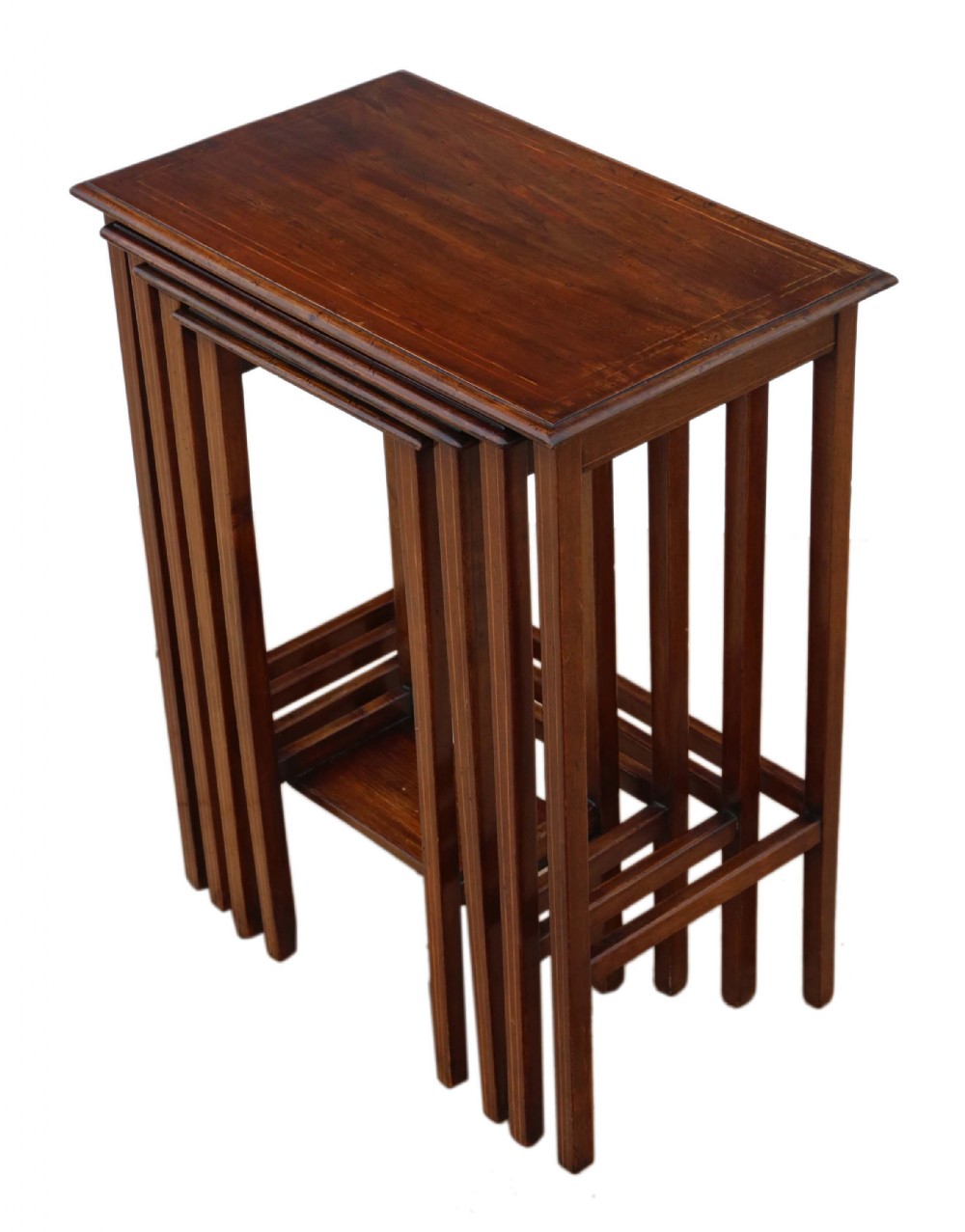 Edwardian inlaid mahogany nest of 4 side tables