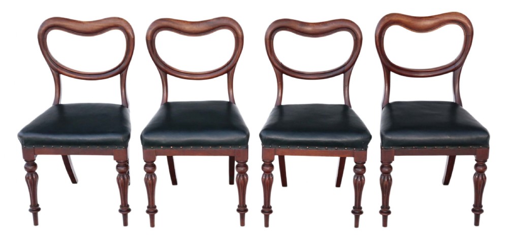 Set of 4 Victorian mahogany balloon back dining chairs