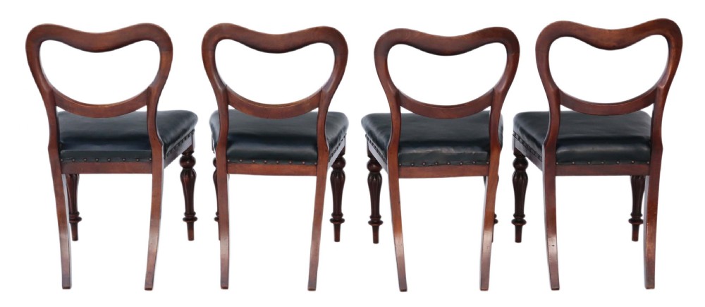 Set of 4 Victorian mahogany balloon back dining chairs View II