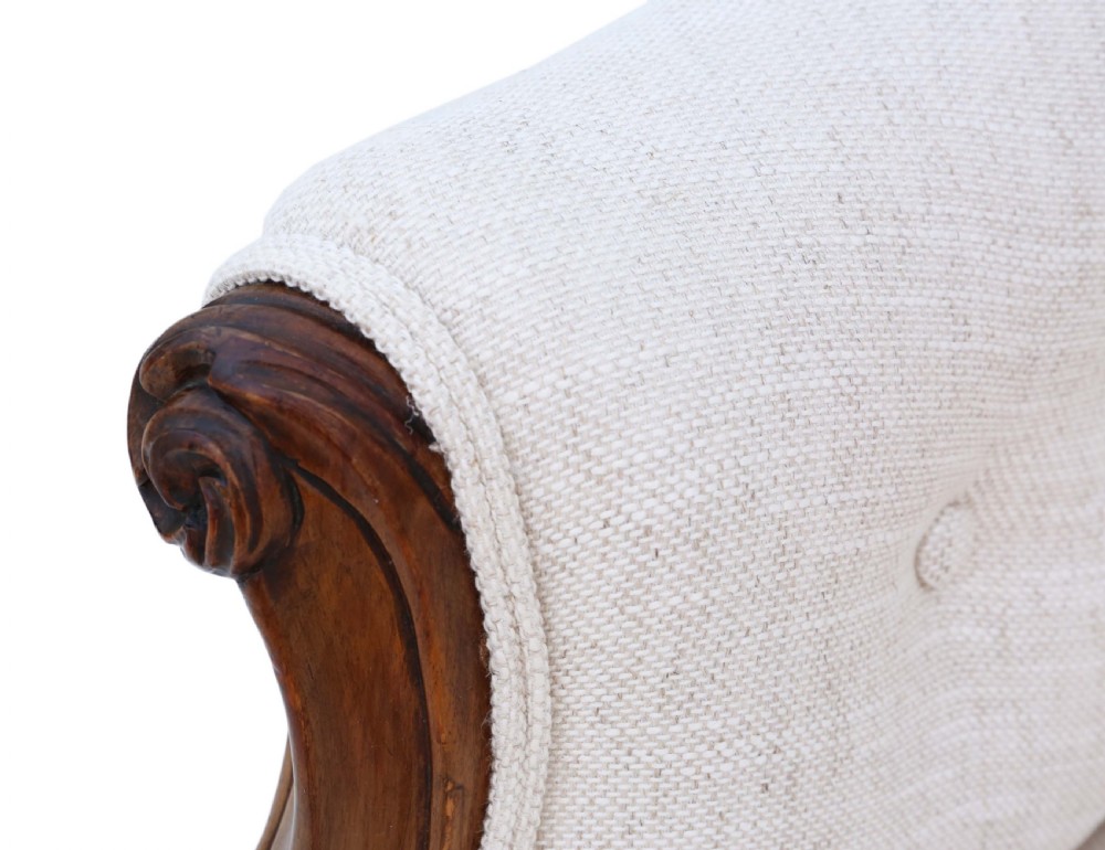 Victorian C1870 walnut chaise longue View VI