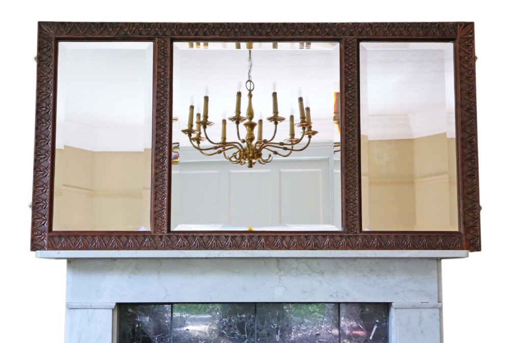 Victorian carved oak wall mirror
