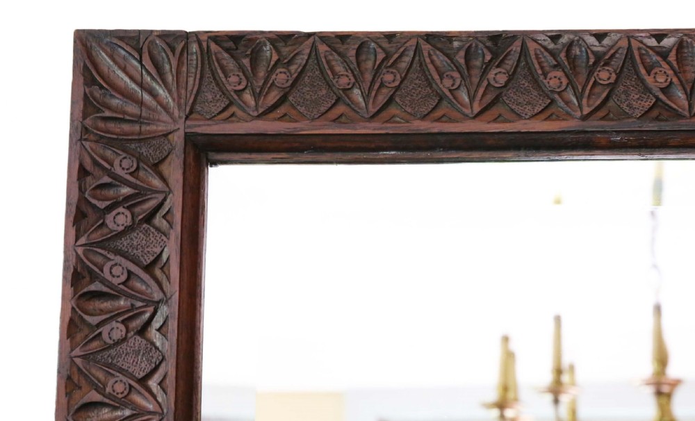 Victorian carved oak wall mirror View II