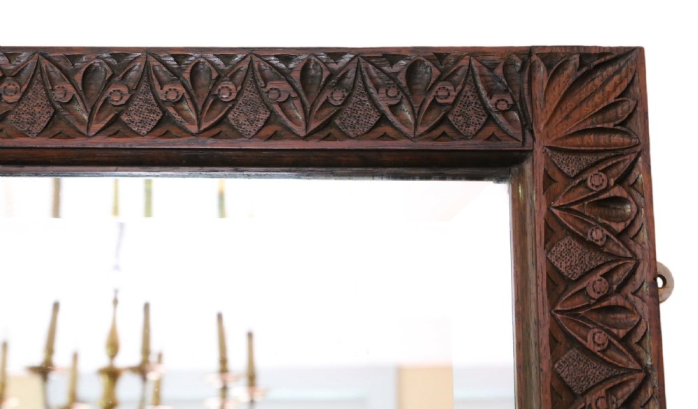 Victorian carved oak wall mirror View III
