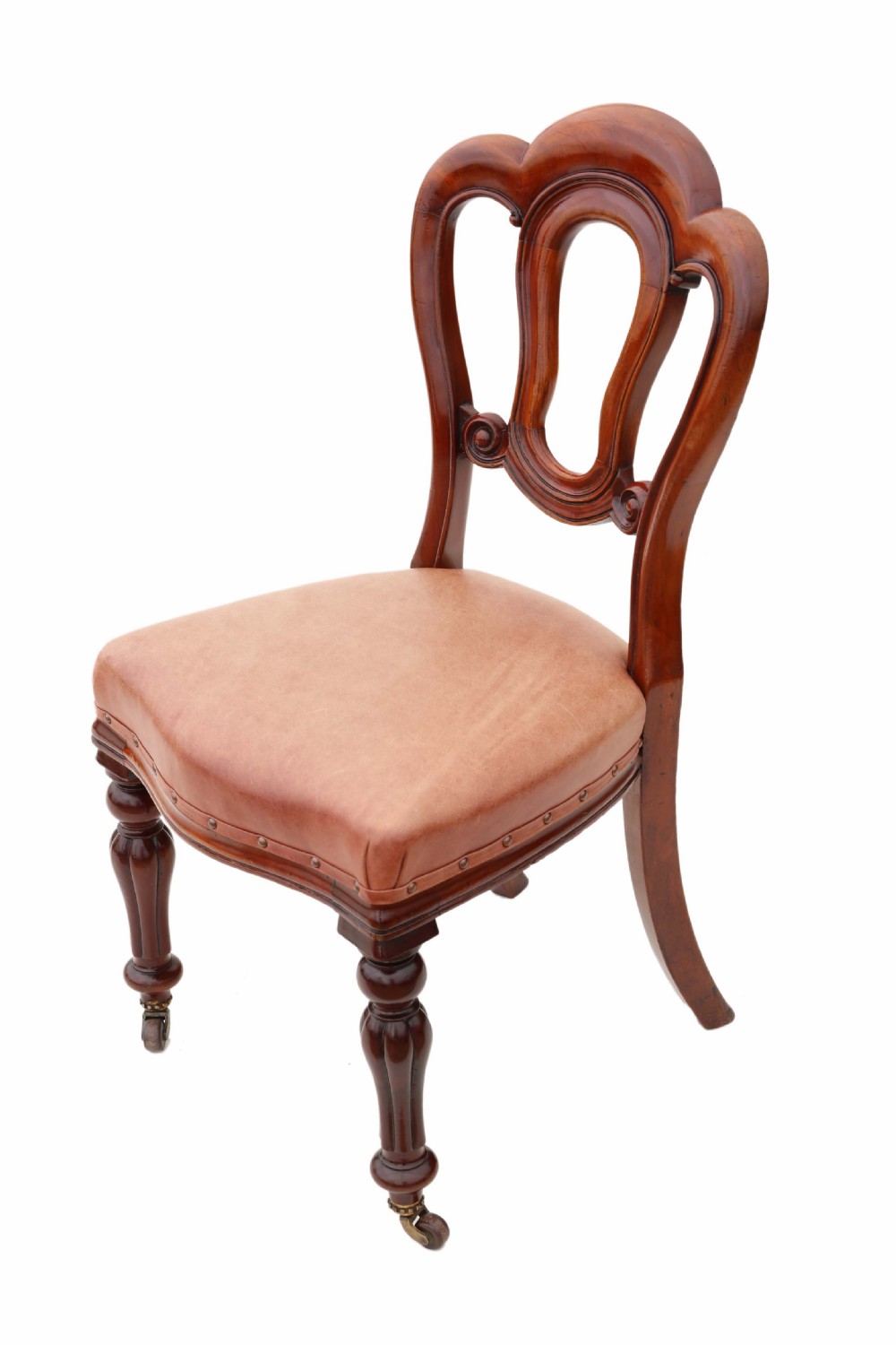 Set of 6 Victorian C1870 mahogany leather dining chairs View III