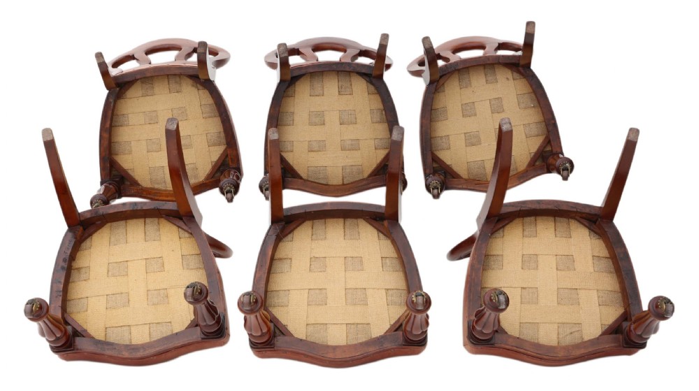 Set of 6 Victorian C1870 mahogany leather dining chairs View IV