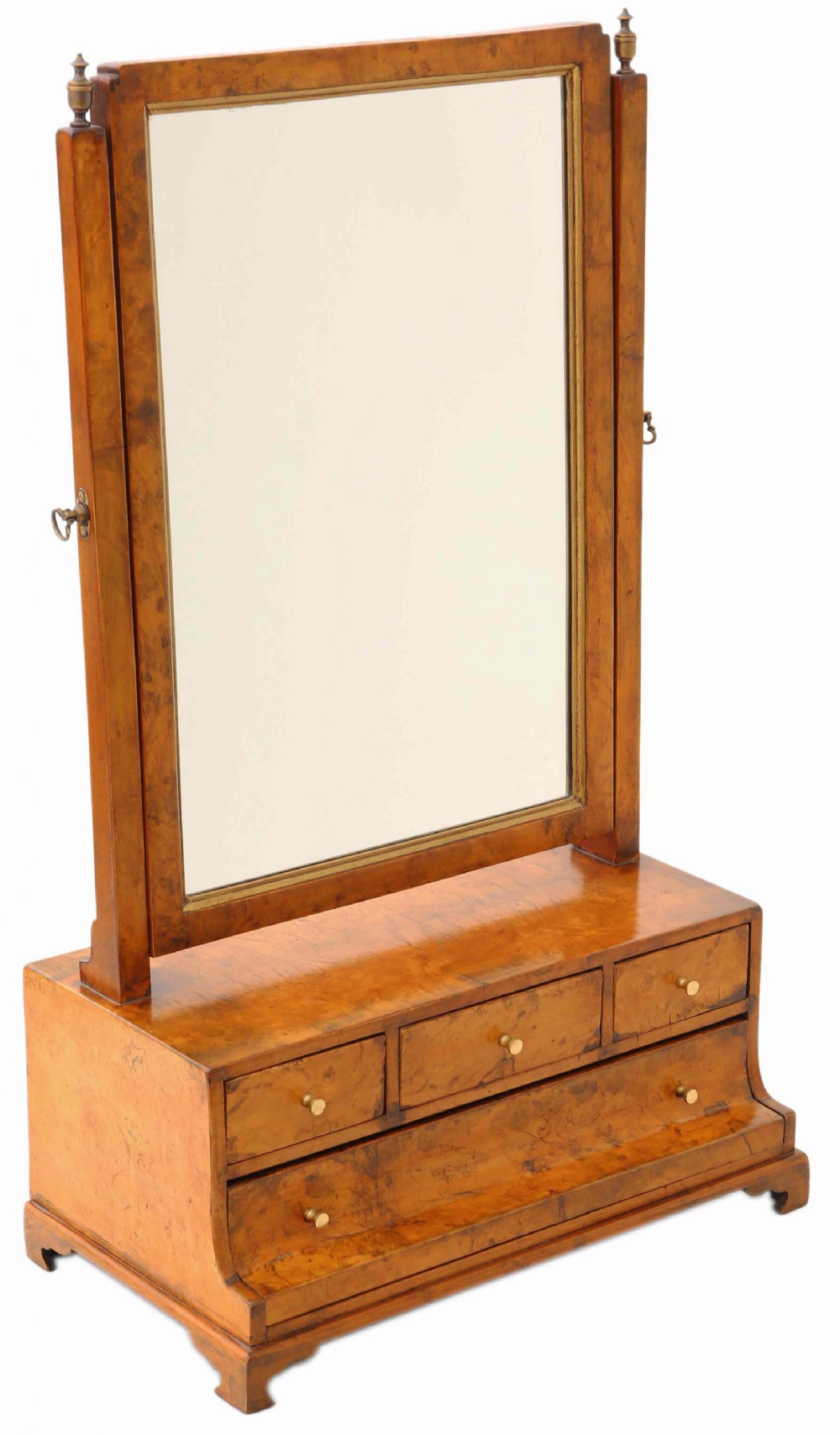 Georgian burr walnut / maple swing dressing table mirror