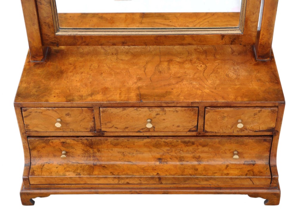 Georgian burr walnut / maple swing dressing table mirror View V