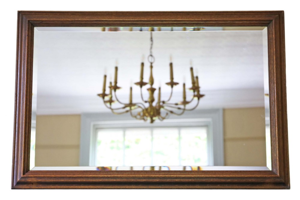 Victorian oak overmantle wall mirror