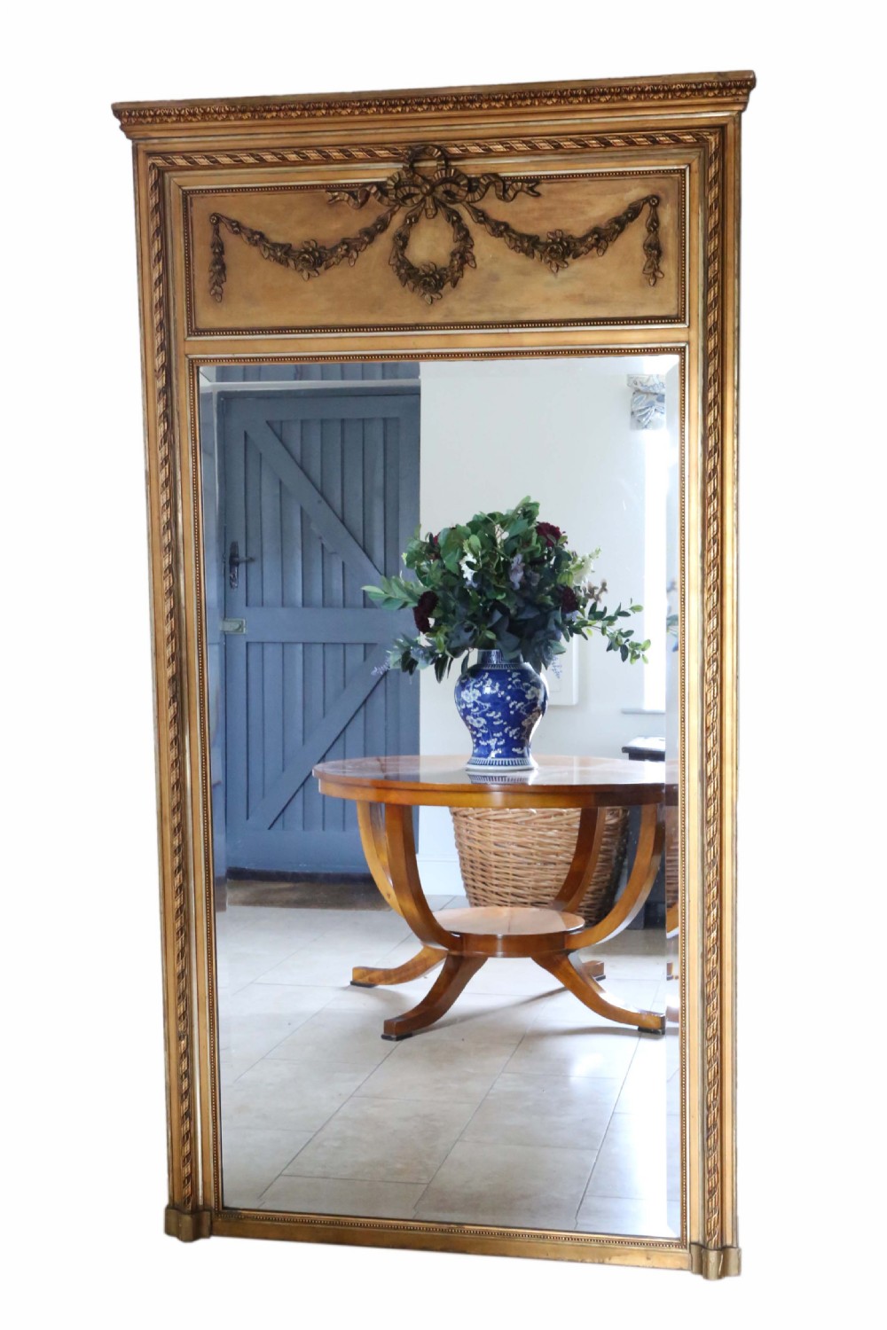 Antique very large fine quality 19th Century gilt full height wall mirror