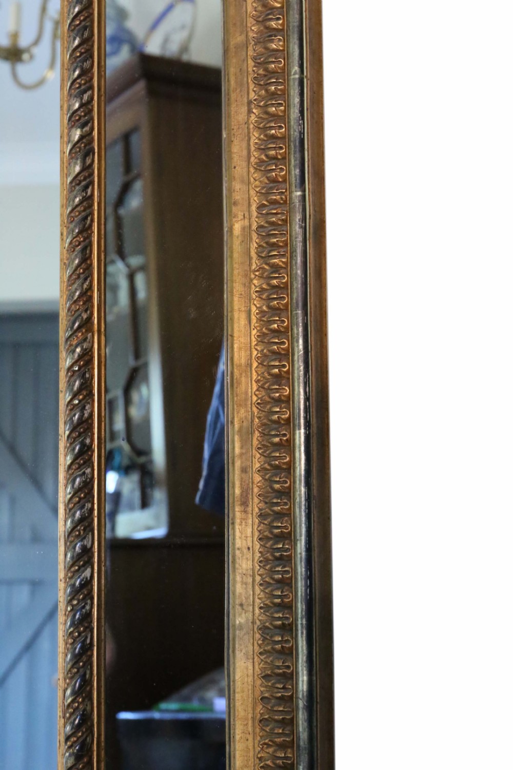 Antique very large fine quality 19th Century gilt wall cushion mirror View VIII