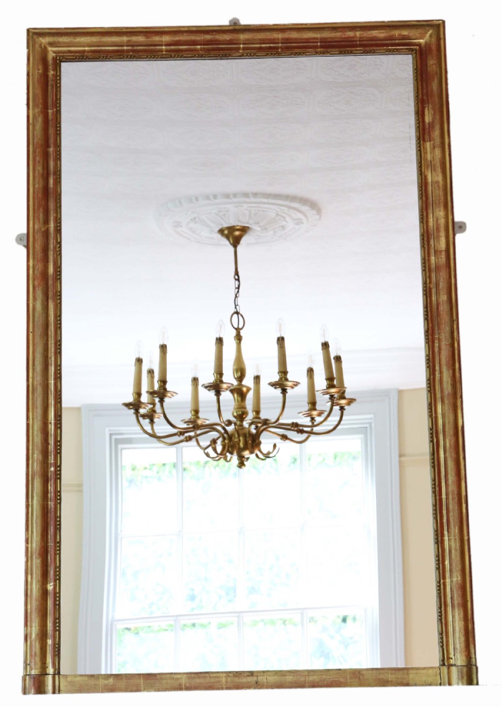Antique very large quality 19th Century gilt overmantle wall mirror