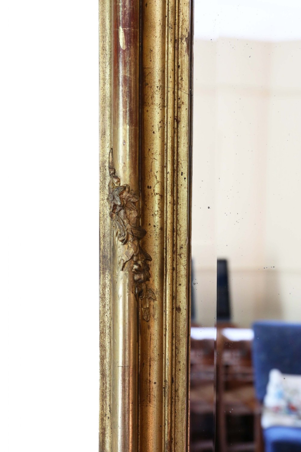 Antique very large fine quality 19th Century gilt overmantle wall mirror View VII