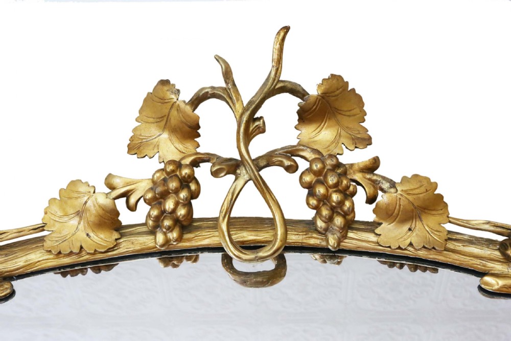 Antique very large fine quality 19th Century vine gilt overmantle wall mirror View II