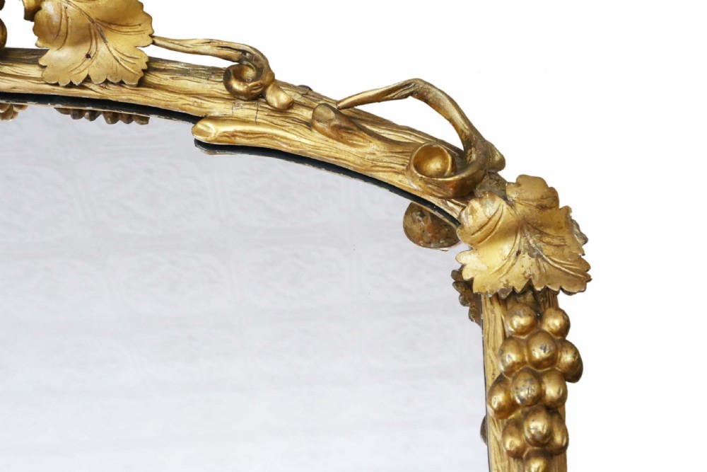 Antique very large fine quality 19th Century vine gilt overmantle wall mirror View III