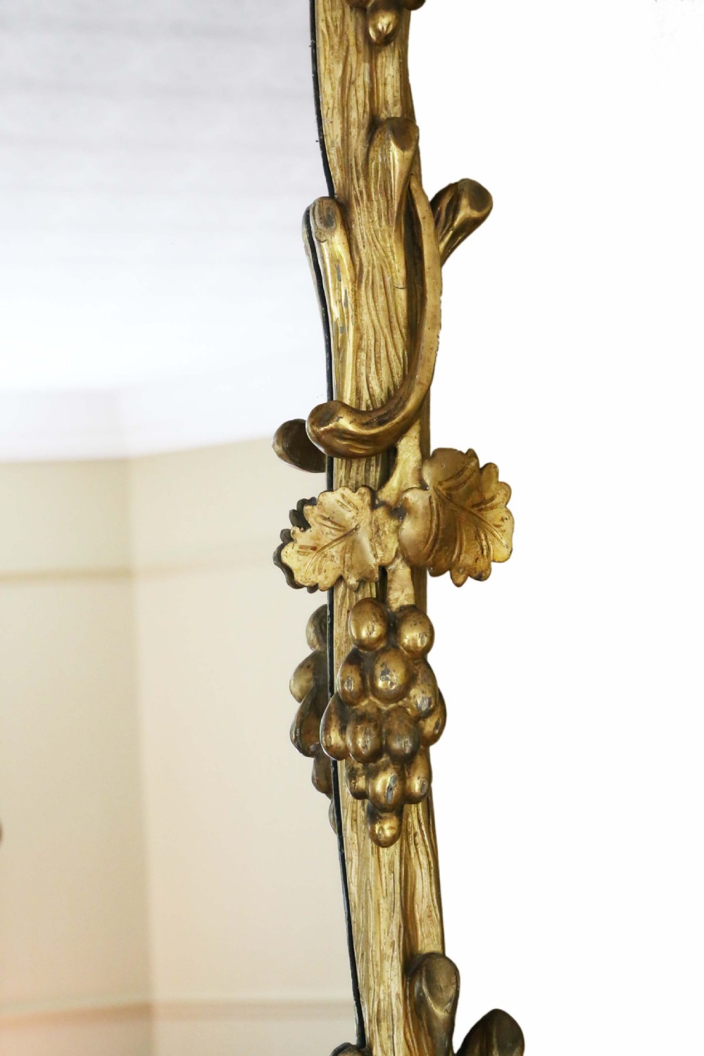 Antique very large fine quality 19th Century vine gilt overmantle wall mirror View VI