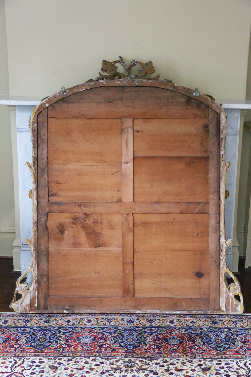 Antique very large fine quality 19th Century vine gilt overmantle wall mirror View IX