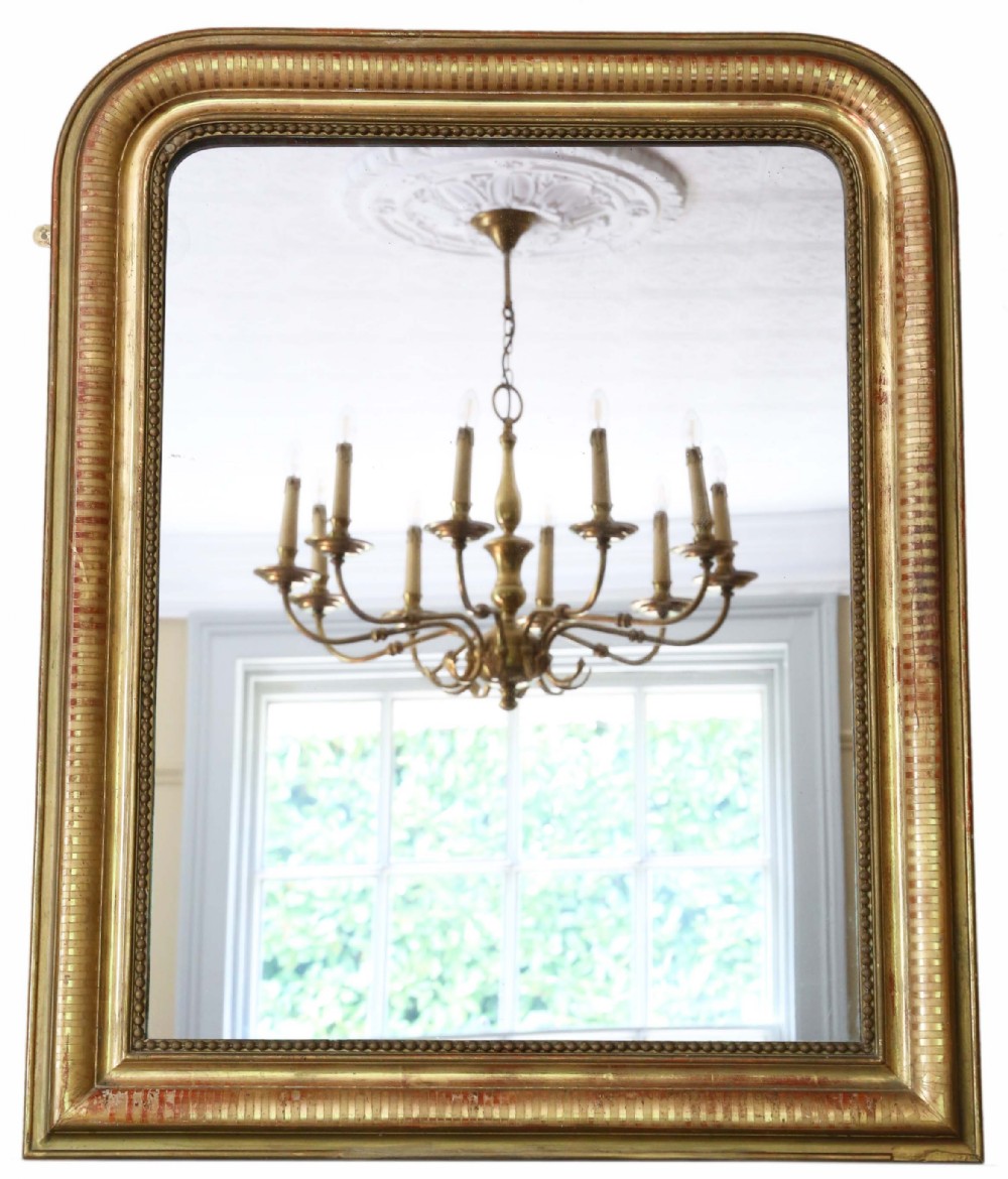 Antique large quality 19th Century gilt overmantle wall mirror