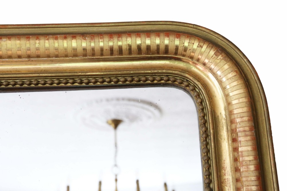 Antique large quality 19th Century gilt overmantle wall mirror View III
