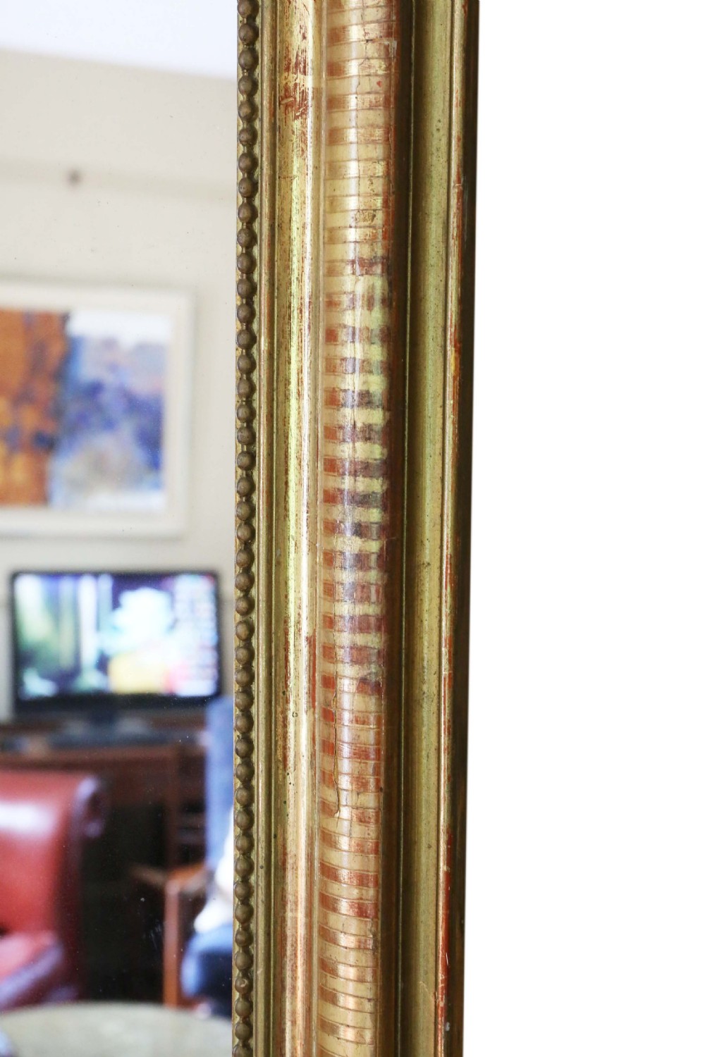 Antique large quality 19th Century gilt overmantle wall mirror View VII
