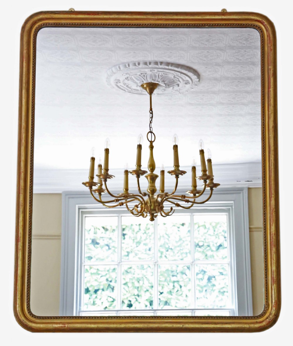 Antique large quality 19th Century gilt overmantle or wall mirror