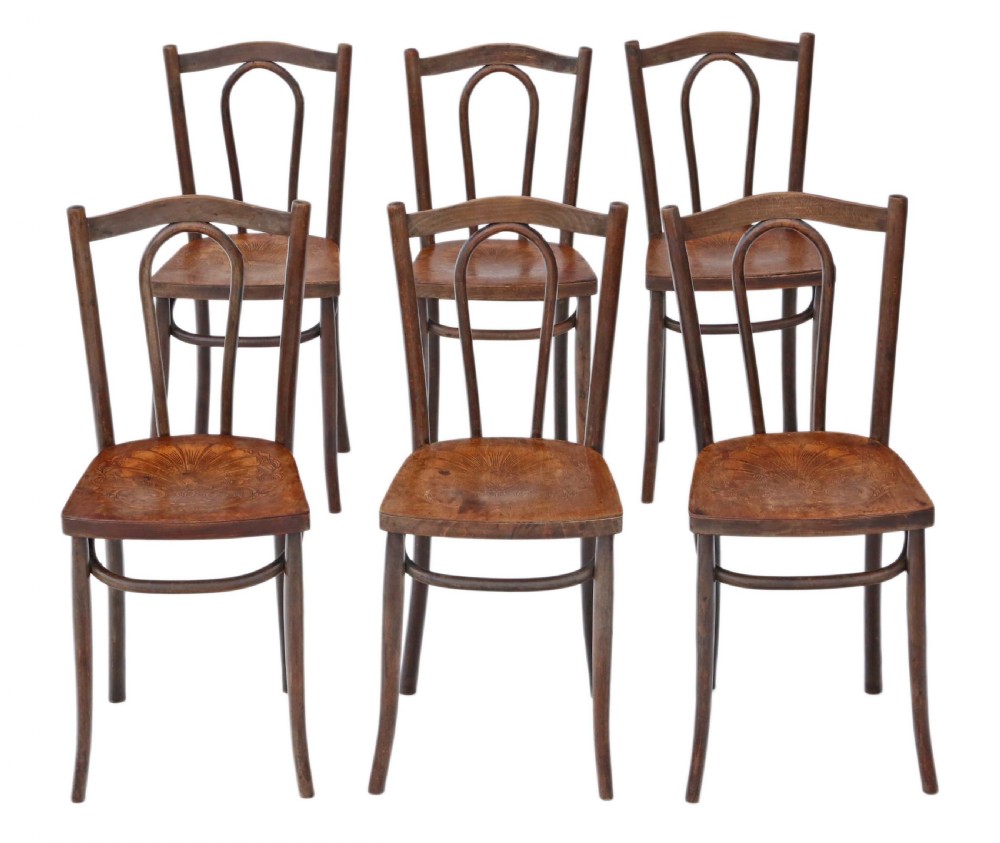 Set of 6 early bentwood kitchen dining chairs