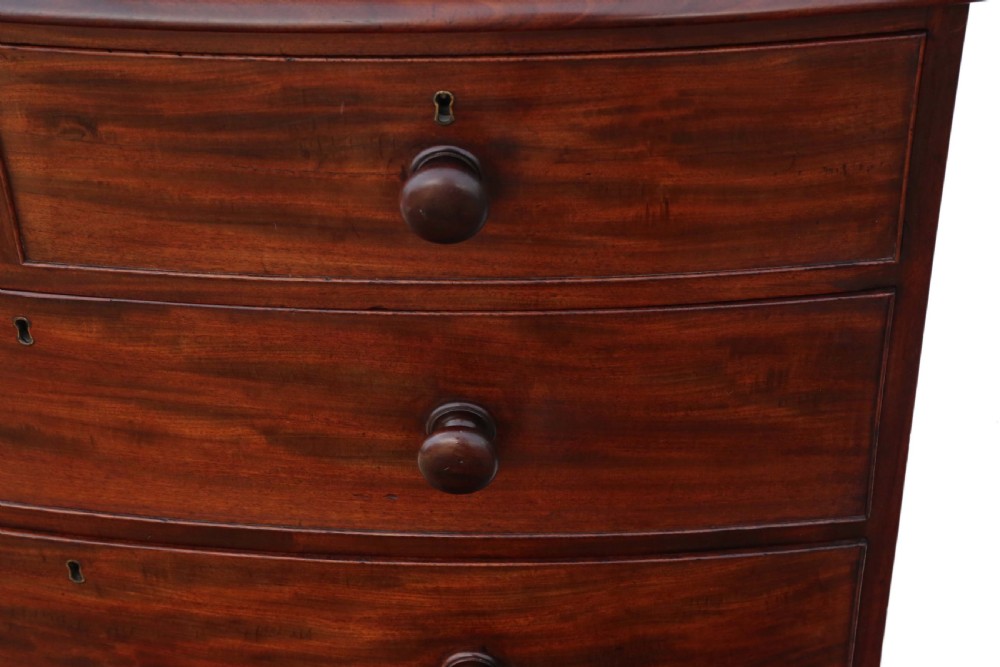 William IV mahogany bow front crossbanded chest of drawers View III