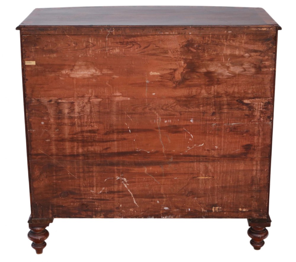 William IV mahogany bow front crossbanded chest of drawers View VIII