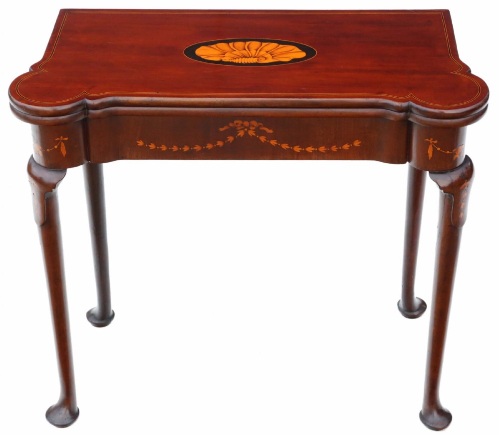 Georgian II inlaid mahogany folding card table