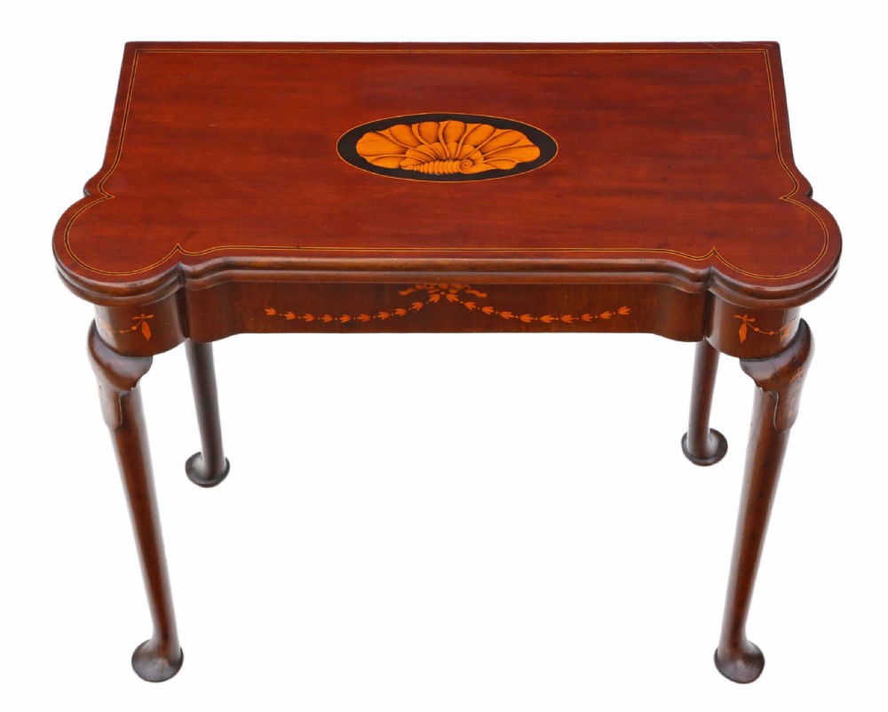 Georgian II inlaid mahogany folding card table View II