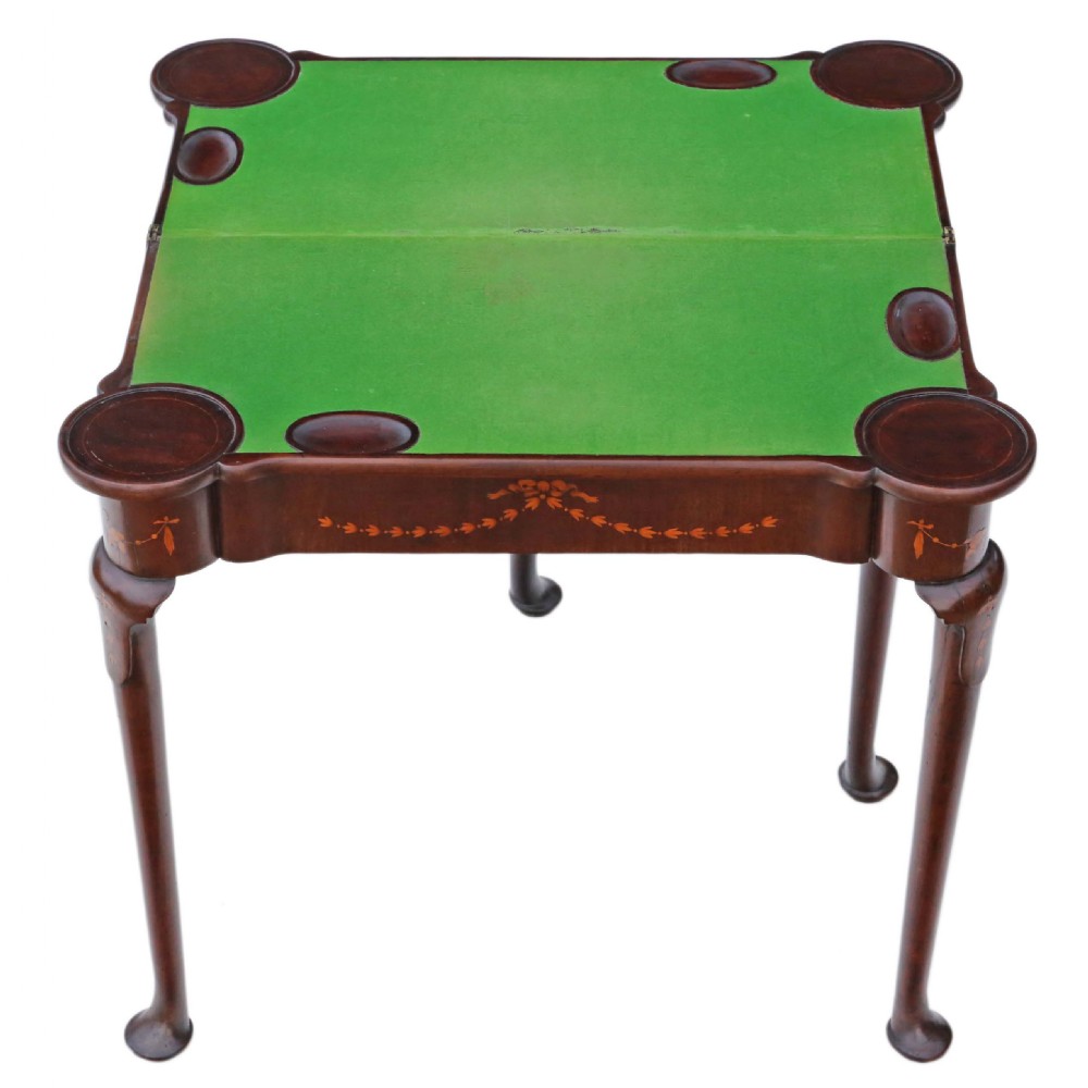 Georgian II inlaid mahogany folding card table View VI