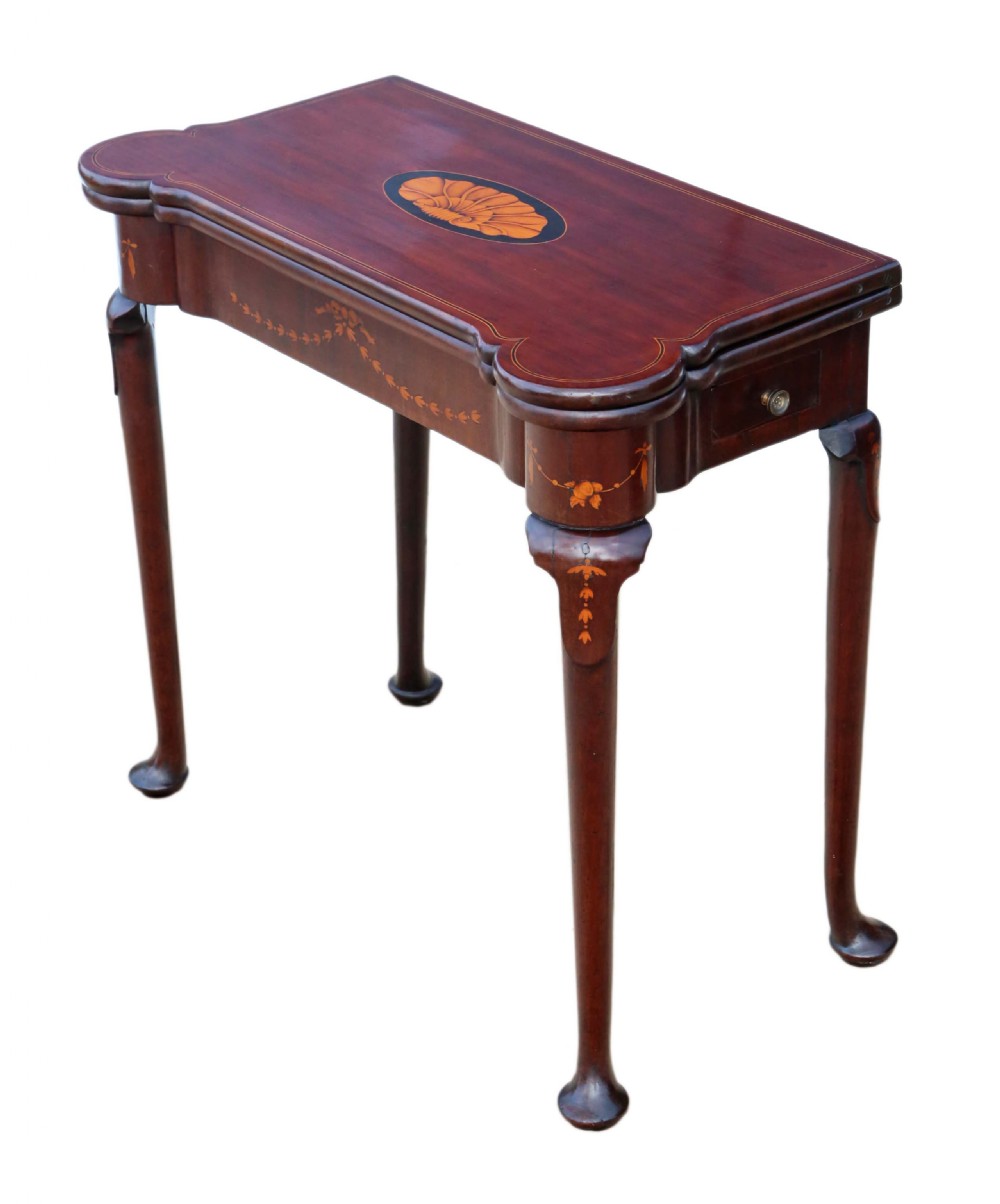 Georgian II inlaid mahogany folding card table View VIII