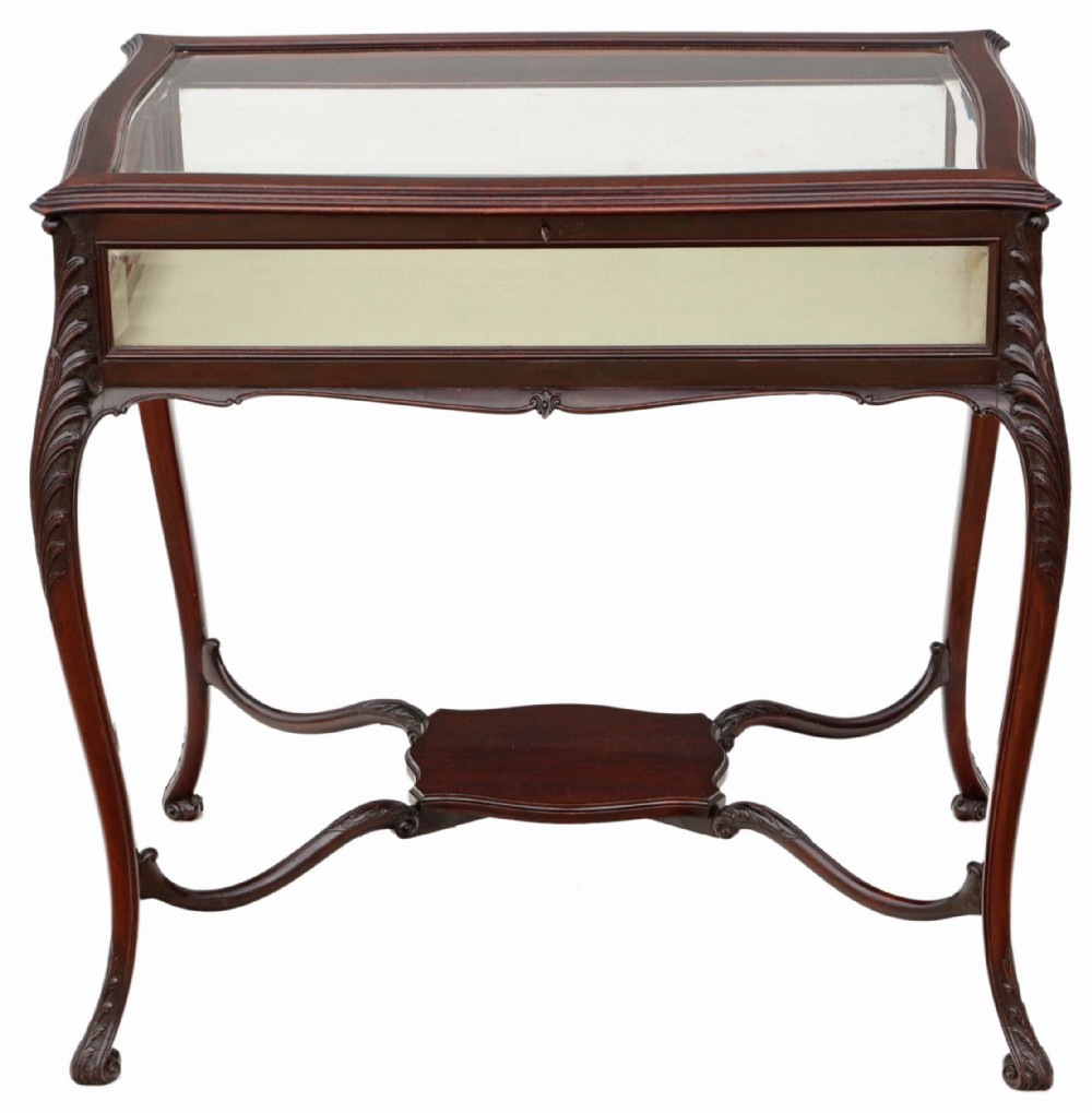 Victorian mahogany bijouterie display cabinet table