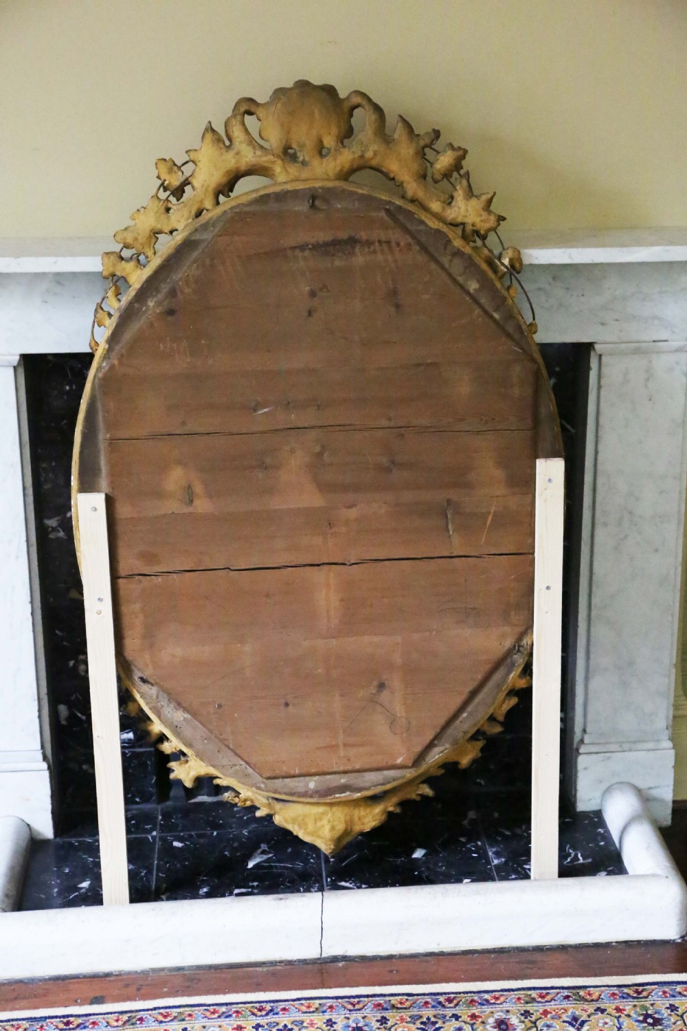 Antique large fine quality oval gilt overmantle wall mirror 19th Century View VI