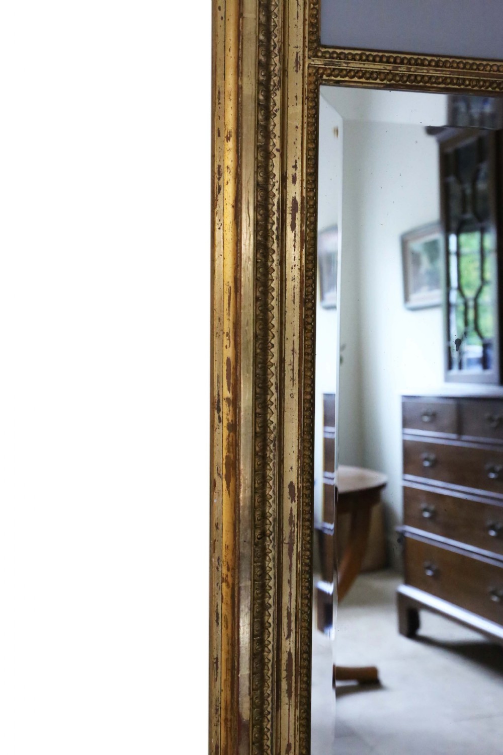 Antique large quality 19th Century gilt full height trumeau wall mirror  View IV