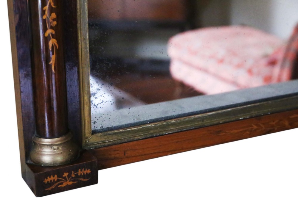 Antique fine quality 19th Century inlaid rosewood gilt overmantle wall mirror View III