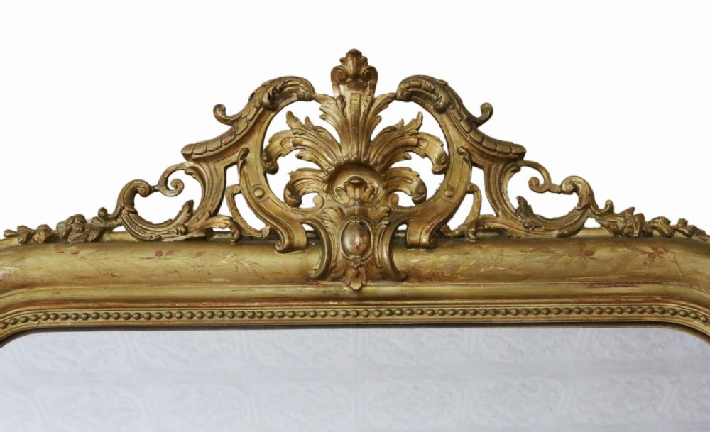 Antique very large quality 19th Century gilt overmantle wall mirror  View II