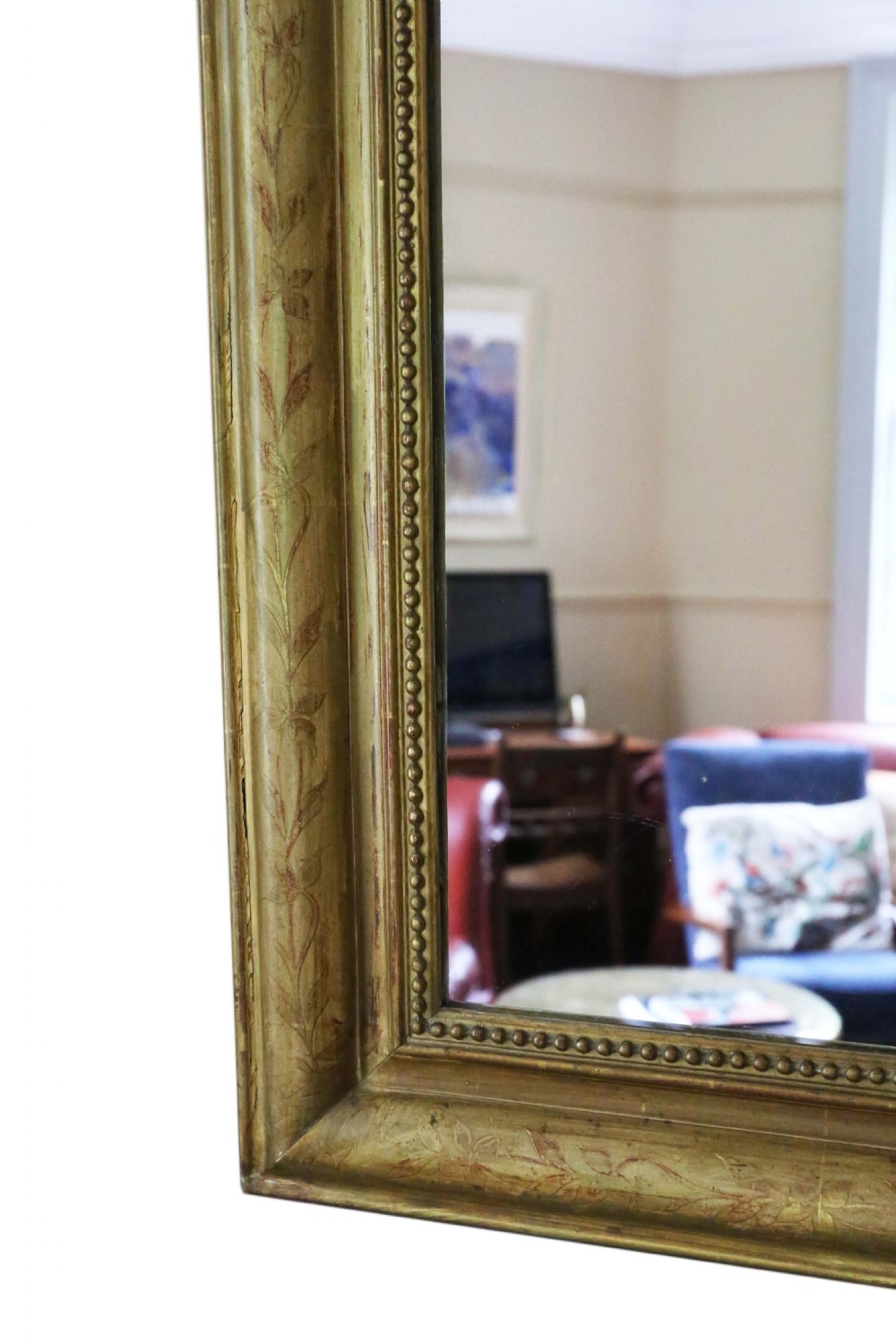 Antique very large quality 19th Century gilt overmantle wall mirror  View VI