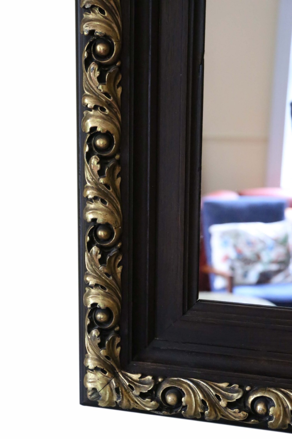 Antique large Victorian gilt and oak overmantle or wall mirror 19th Century View IV