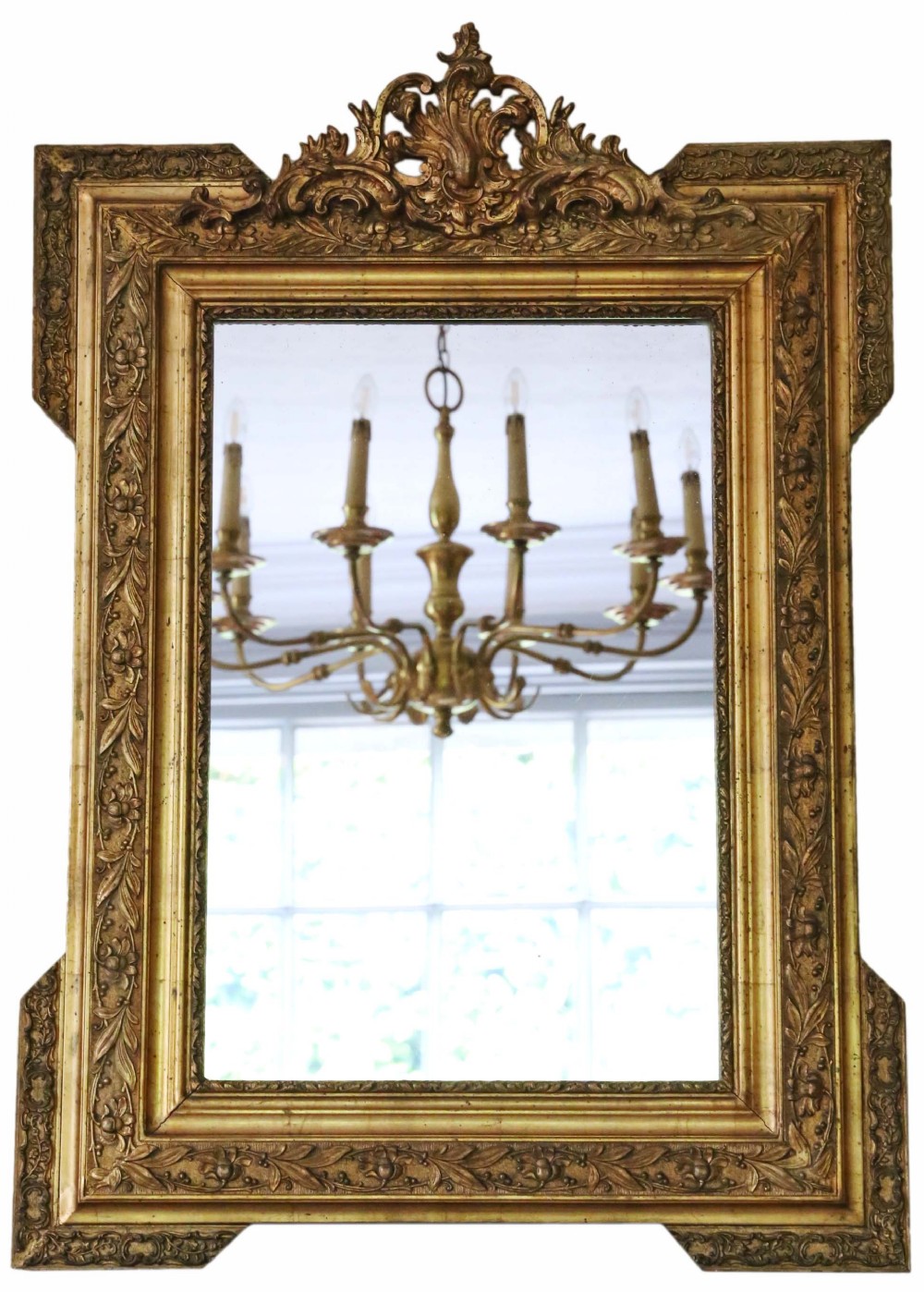 Antique rare fine quality gilt overmantle wall mirror C1900