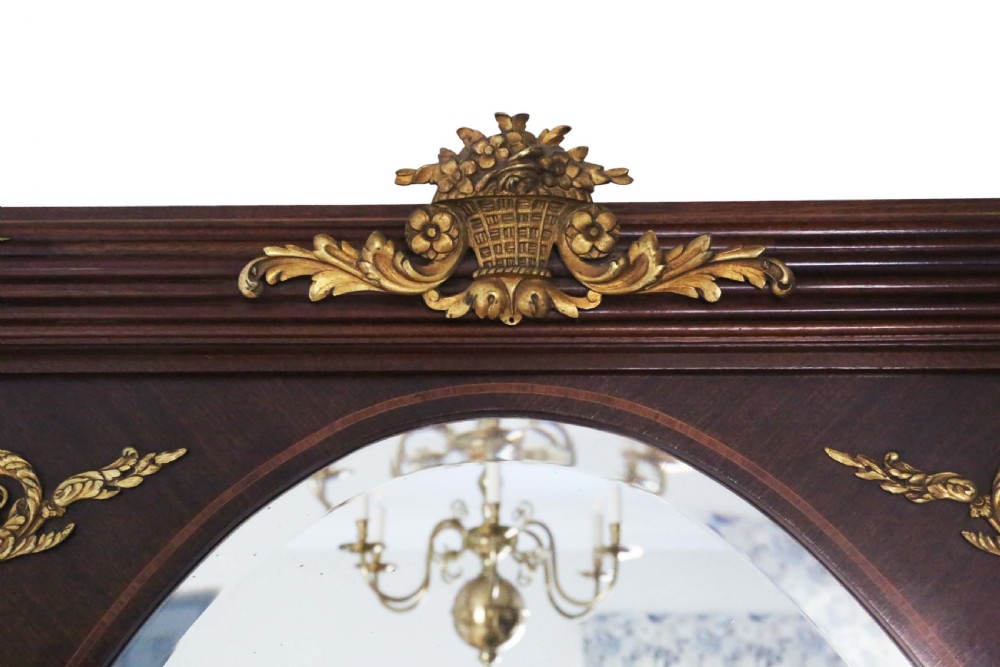 Antique very large quality inlaid mahogany full height wall mirror C1910-1920 View III