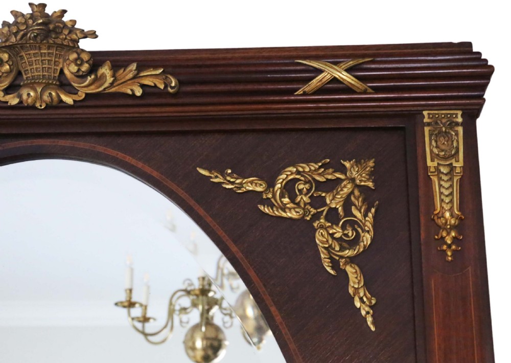 Antique very large quality inlaid mahogany full height wall mirror C1910-1920 View IV