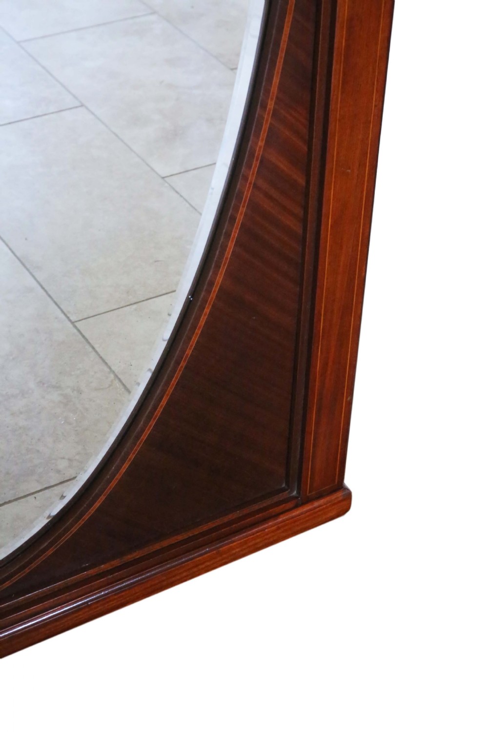 Antique very large quality inlaid mahogany full height wall mirror C1910-1920 View V