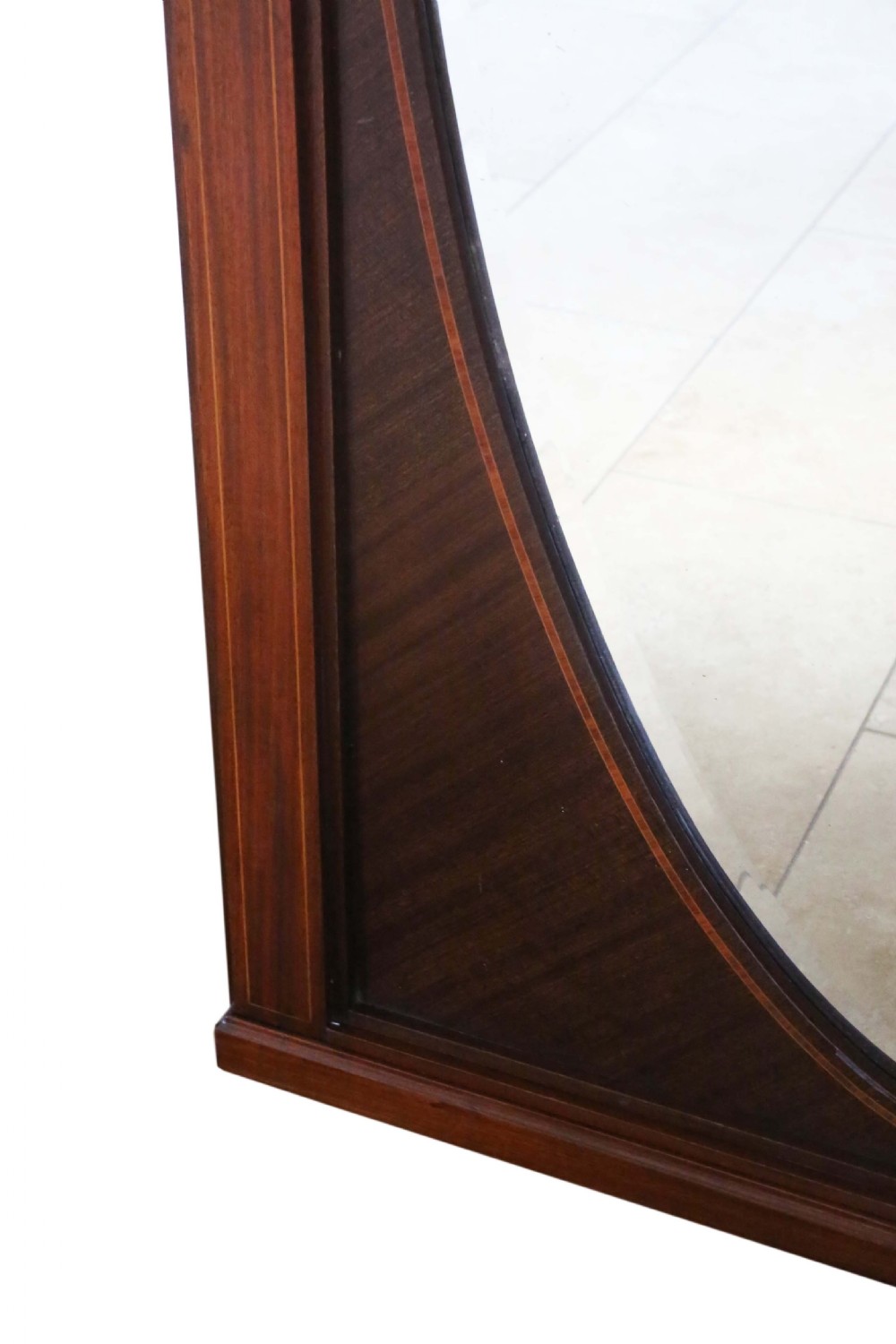 Antique very large quality inlaid mahogany full height wall mirror C1910-1920 View VI