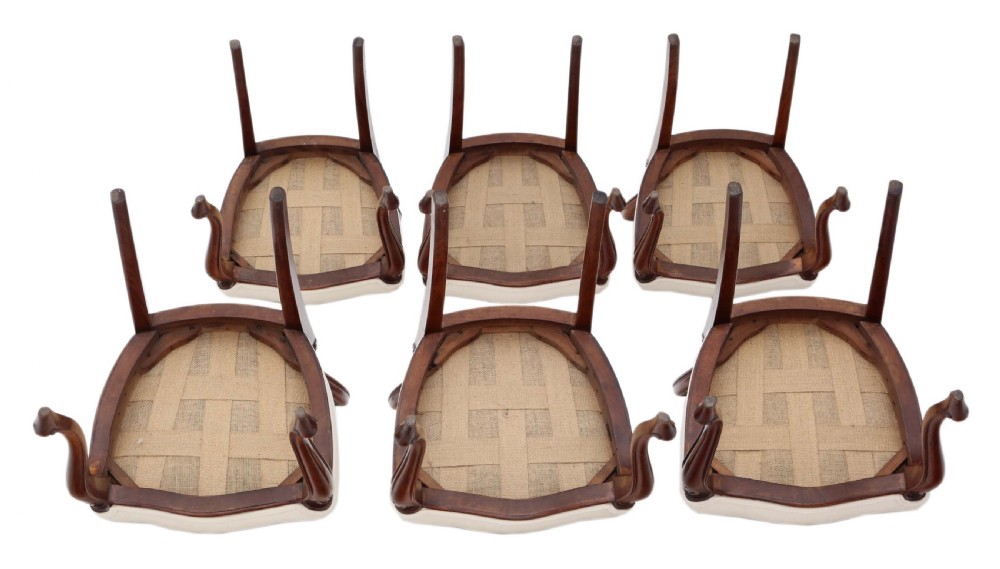 Antique set of 6 Victorian C1870 walnut balloon back dining chairs View III