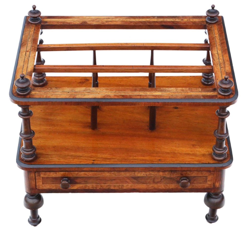 Antique quality Victorian C1870 inlaid burr walnut Canterbury